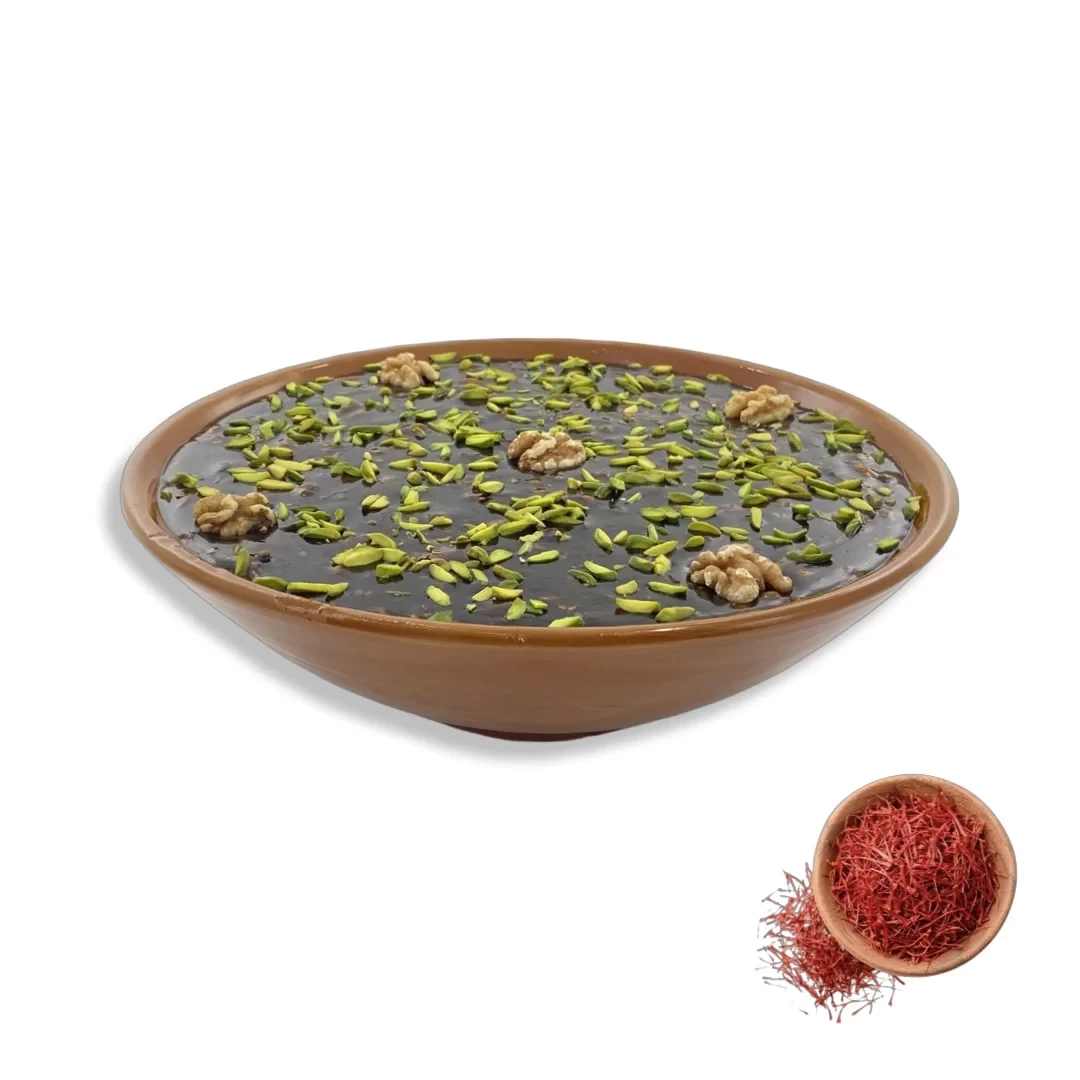 حلوى عمانية بالزعفران – إناء فخار نصف دست