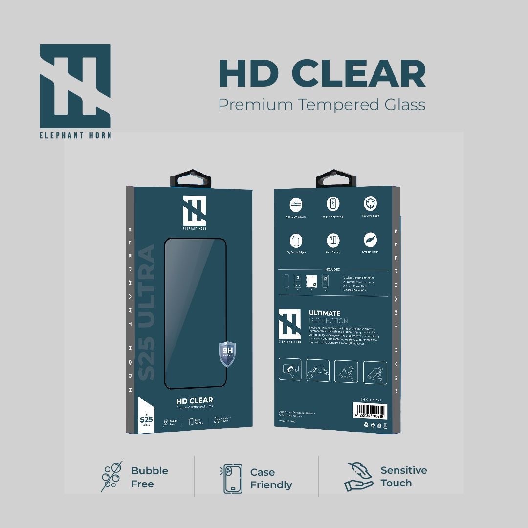 Elephant Horn Clear Tempered glass for S25 Ultra.